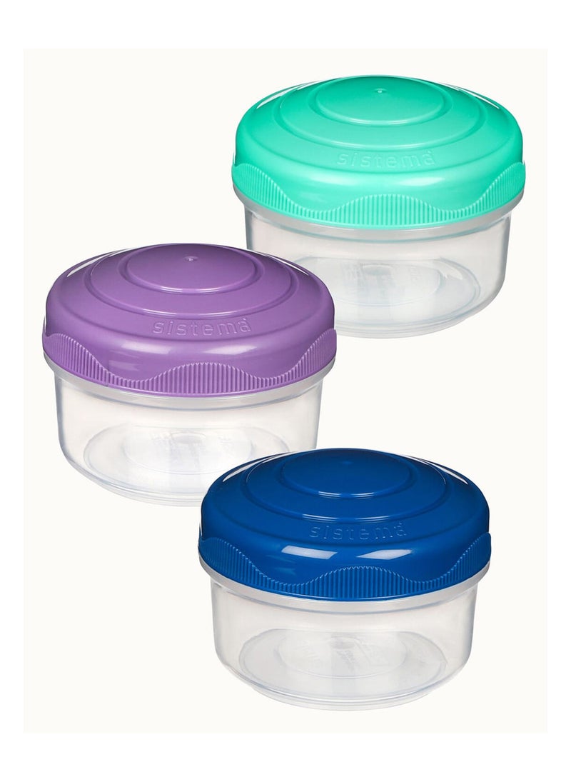 Sistema Mini Bites To Go: Fun & Leakproof Snack Containers (3 Pack, 130ml) Portable & BPA-Free , Made In New Zealand - Image 2