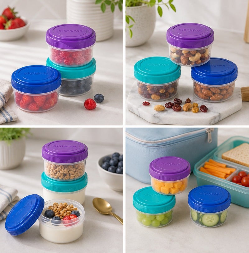 Sistema Mini Bites To Go 3 Pack 130ml – BPA Free Reusable Mini Food Storage Containers with Screw Lids, Stackable Snack Pots for Fruits, Nuts, Yogurt, Meal Prep & Lunch Boxes - Image 5