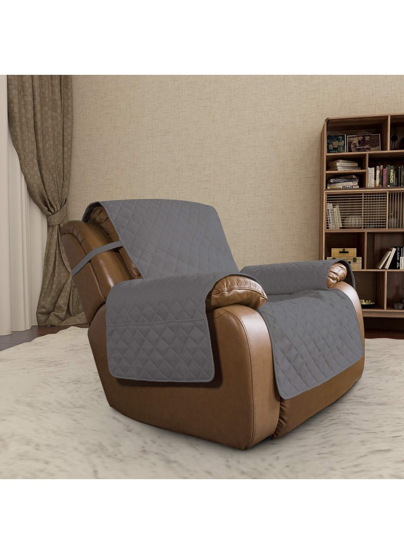 Easy-Going - Easy-Going Oversized Recliner Cover Reversible Couch Cover Sofa Cover for Living Room Water Resistant Furniture Protector with Elastic Straps for Pets Dog (Oversized Recliner, Gray/Ivory) - Image 1