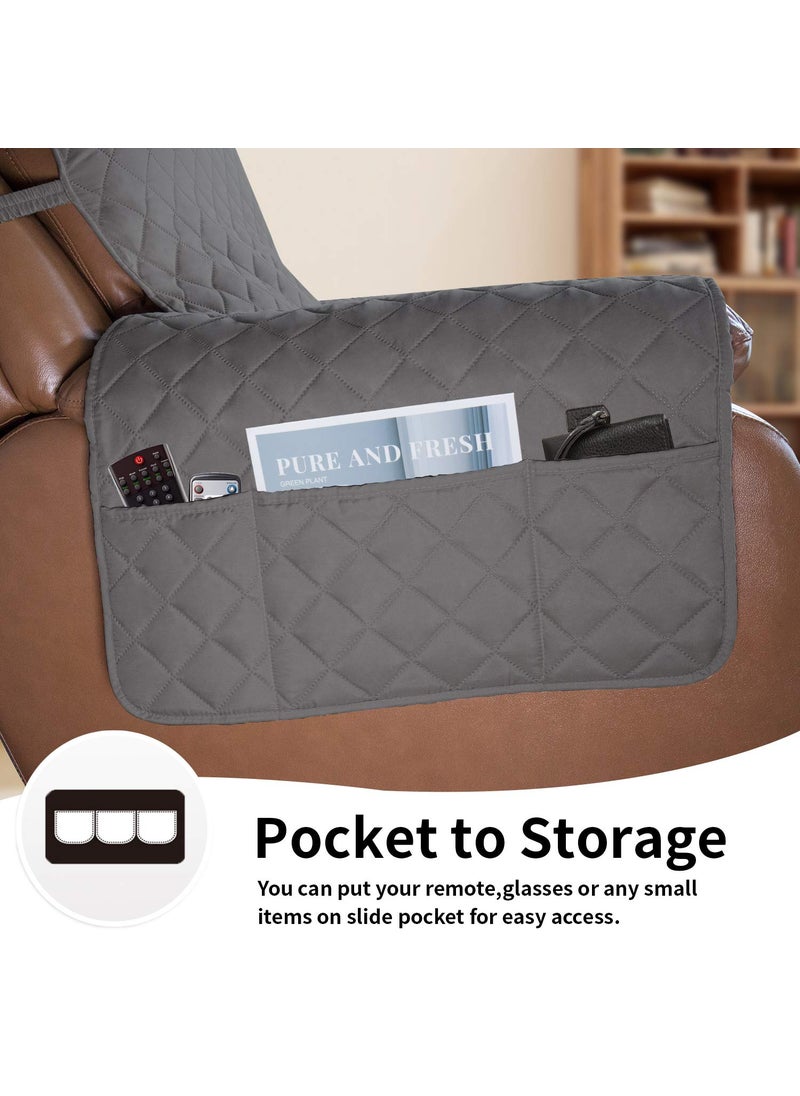 Easy-Going - Easy-Going Oversized Recliner Cover Reversible Couch Cover Sofa Cover for Living Room Water Resistant Furniture Protector with Elastic Straps for Pets Dog (Oversized Recliner, Gray/Ivory) - Image 1