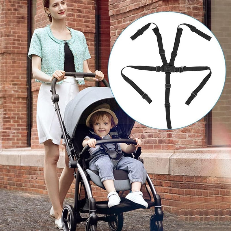 Tnfeeon Holder Replacement Safety Security Belts Stroller Children Pushchair Rotating Adjustable High Chair Straps Universal Baby 5 Point Harness Belt for Wooden Highchair Pram - Image 5