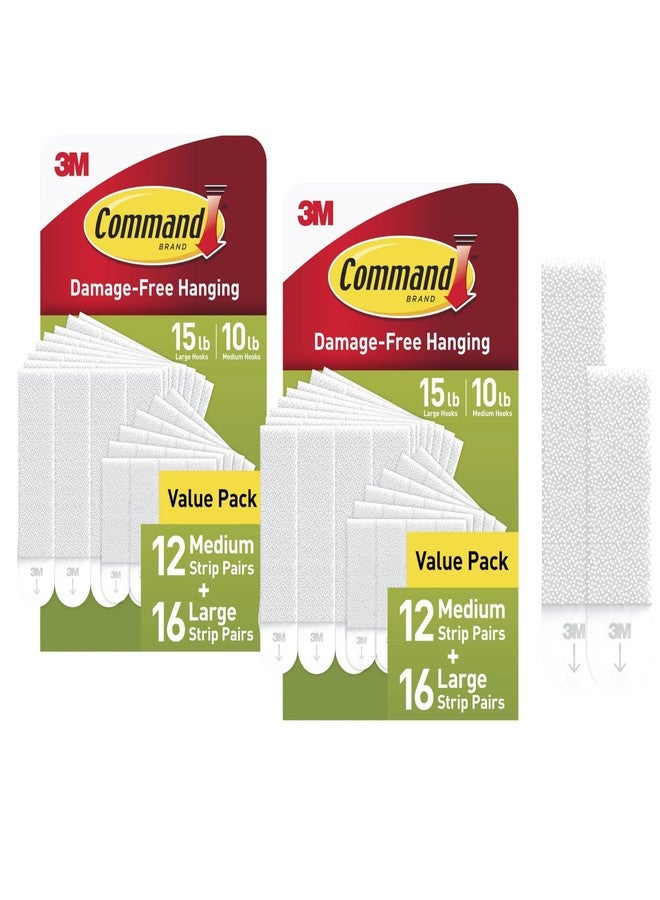 Command 15 lb & 10 lb Large and Medium Picture Hanging Strips, 2 Pack (56 Pairs / 112 Command Strips), Damage Free Hanging Picture Hangers, Great for Home Decor, White Adhesive - Image 1