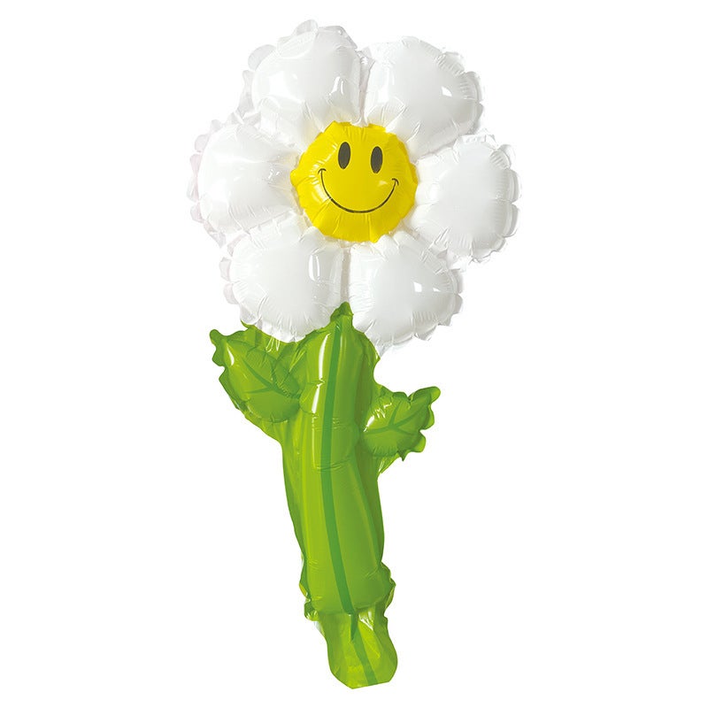 New Smiley Daisy Handheld Stick Medium Stick Aluminum Film Balloon Headwear Headband Stall Push-Sweep Code Activity Balloon - Image 1