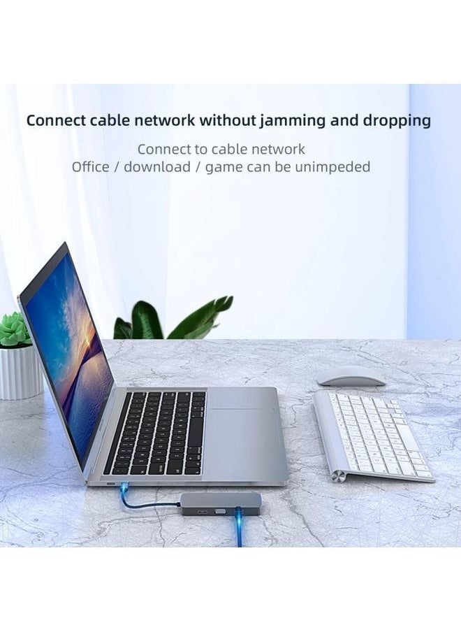 نيبمينينت - قاعدة شحن 10 في 1 من موزع Type C إلى منفذ 4K متوافق مع منافذ HDMI ، Rj45 Vga USB SD/TD وPD . رمادي - Image 1