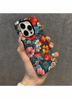 X-level iPhone 15 Pro Max Case,Blue Flowers Elegant Vintage Floral Pattern [10ft Drop Tested] Strengthen Protection Back Cover Shockproof for iPhone 15 Pro Max Phone Cover, Flower  - Image 1