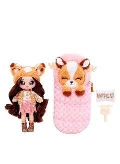 Na! Na! Na! Surprise Na! Na! Na! Surprise Camping Series Myra Woods - Deer-Inspired 7.5" Fashion Doll with Brown Hair and -Plush Deer Sleeping Bag  - Image 1