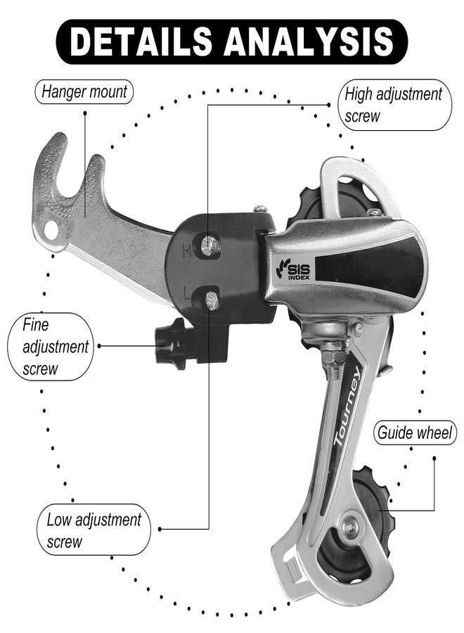 Relwears Bike Rear Derailleur RD-TY21B 6/7 Speed Derailleur Hanger Mount for Mountain Bike Commuter Bike Cruiser - Image 4