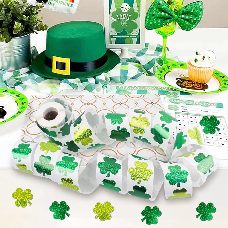 Lxzyu St Patricks Day Stickers, Shamrock Stickers Roll, Holographic Sparkly St. Patrick's Day Saint Patricks Day's Lucky Clover Self-Adhesive Laser Seal Labels Decor For Irish Party Envelope Cards Gift Bags - Image 2