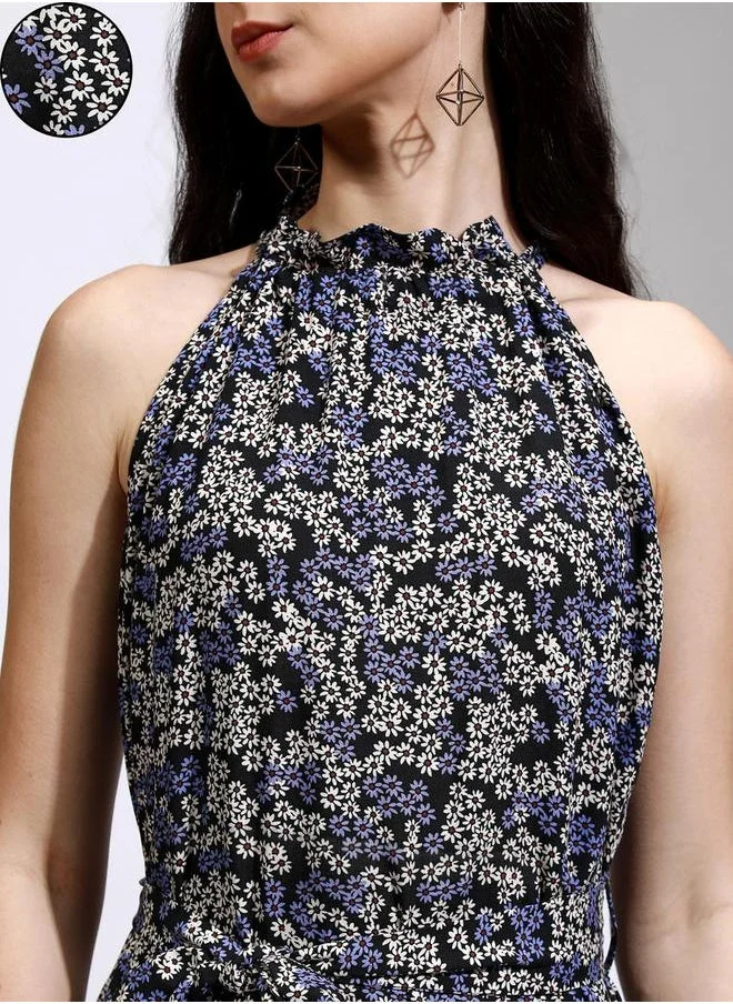 Tokyo Talkies Tokyo Talkies All-Over Floral Print Halter Neck A-Line Maxi Dress