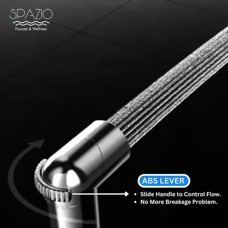 SPAZIO Pulse Series Brass 2 Way Bib Cock Wall Mount Set of 1 Magnetic Health Faucet SS 15m Tube for Bathroom Chrome Finish Silver Plated Twin Elbow Valve Faucet Wall Mount Installation Type - Image 5