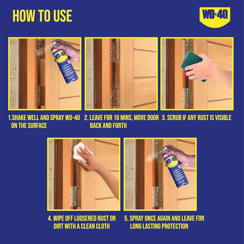 WD40 Pidilite Multipurpose Spray for Home Improvement, Frees jammed locks & Rust Parts,Adhesive remover,Grill & stove Cleaning,Protectant Agent -Multi use for Home,Work & DIY Purpose, 63.8g,Pack of 2 - Image 5