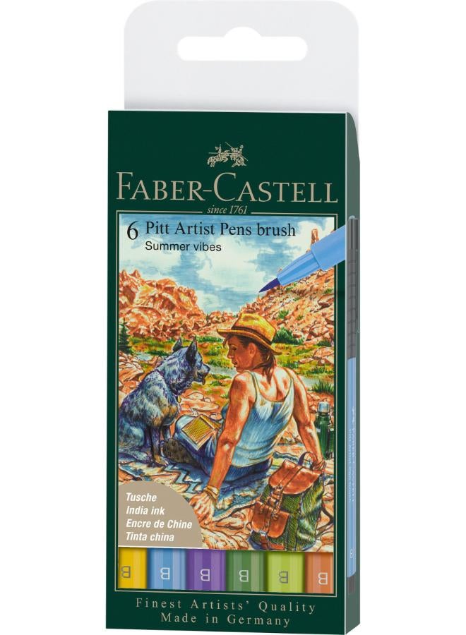 FABER-CASTELL Set Of 6 Pitt Artist Pen Brush Set – Summer Vibes  - Image 2