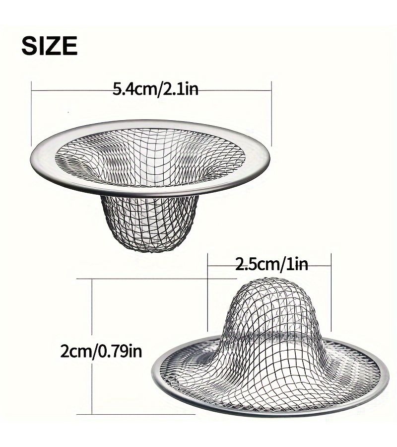 3pcs Stainless Steel Bathroom Sink Strainer Wash Basin Drain Filter Anti Clog Hair Catcher - Image 5