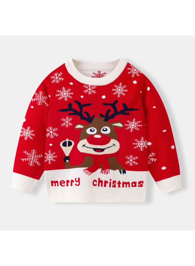 New European And American Children Cartoon Deer Christmas Sweater Boys Girls Baby Base Layer Pullover Knitwear