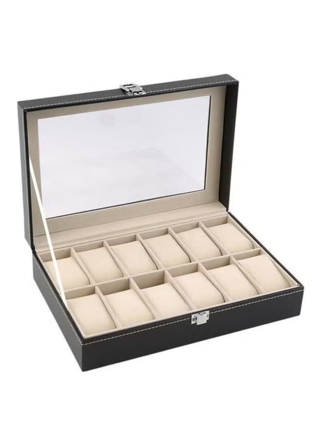 BLOOMING TIME 12 Grid Watch Storage Box, Transparent Lid, Buckle - Image 1