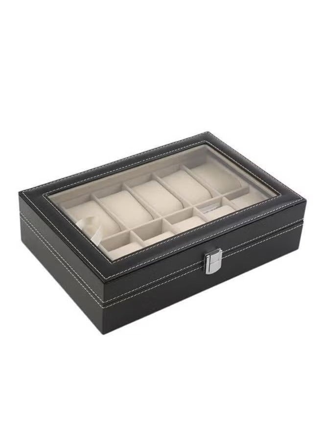BLOOMING TIME 12 Grid Watch Storage Box, Transparent Lid, Buckle - Image 2