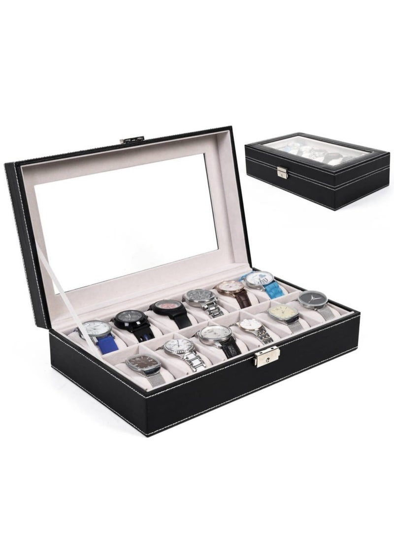 BLOOMING TIME 12 Grid Watch Storage Box, Transparent Lid, Buckle - Image 4