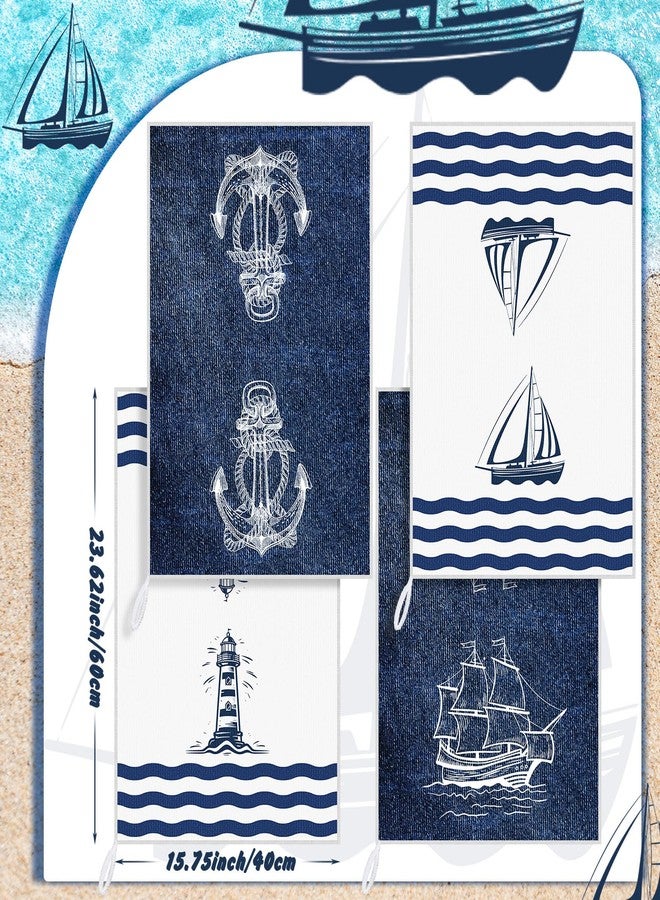 Bencailor 6 Pcs Sea Theme Kitchen Towels Set Beach Ocean Animal Hand Dish Towels Absorbent Soft Nautical Dishcloths for Spring Summer Kitchen Decoration(Navy Blue,Marine) - Image 3