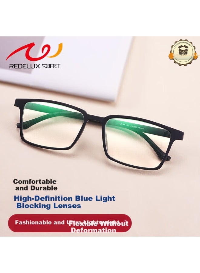 Sunset Red Reading Gl Men Anti-blue Light Women Fashion Full Frame Middle-aged And Elderly High-definition Presbyopic Gl E9045b Elegant Black 300 Degree - Image 1