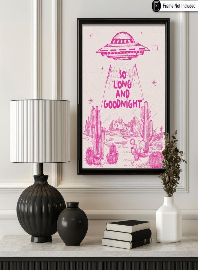 Poster Master So Long And Goodnight Print - Retro Pink UFO Poster - Wild West Art - Western Wall Design - Gift for Men & Women - Decor for Dorm, Kids Room or Living Room - 8x10 UNFRAMED Wall Art - Image 3
