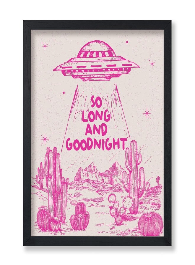 Poster Master So Long And Goodnight Print - Retro Pink UFO Poster - Wild West Art - Western Wall Design - Gift for Men & Women - Decor for Dorm, Kids Room or Living Room - 8x10 UNFRAMED Wall Art - Image 1