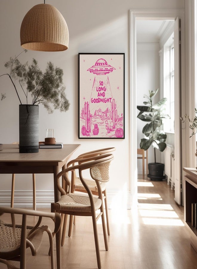 Poster Master So Long And Goodnight Print - Retro Pink UFO Poster - Wild West Art - Western Wall Design - Gift for Men & Women - Decor for Dorm, Kids Room or Living Room - 8x10 UNFRAMED Wall Art - Image 5