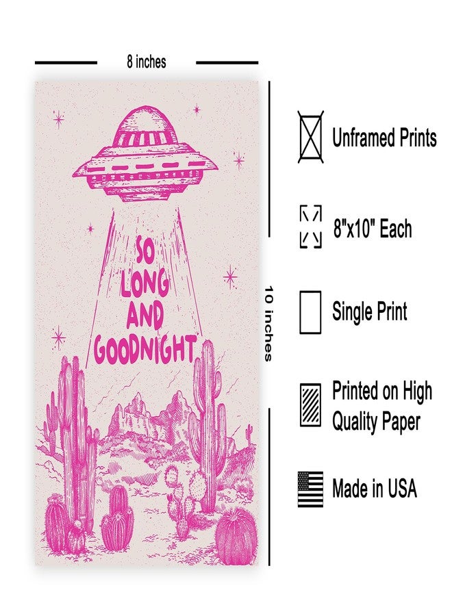 Poster Master So Long And Goodnight Print - Retro Pink UFO Poster - Wild West Art - Western Wall Design - Gift for Men & Women - Decor for Dorm, Kids Room or Living Room - 8x10 UNFRAMED Wall Art - Image 2