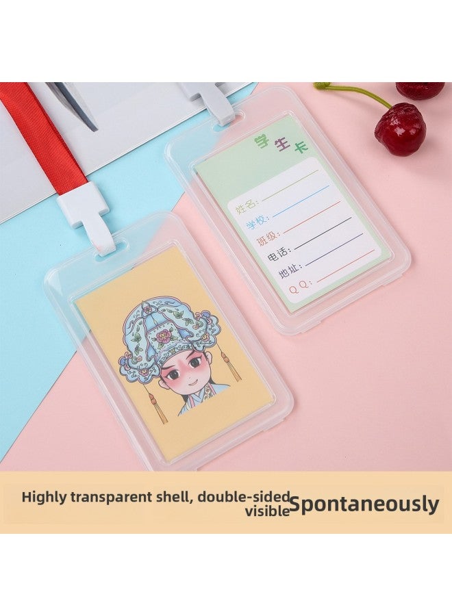 Large Student Card Case Lanyard Cute School Card Case Transparent Nucleic Acid QR Code Listing Rice Card Case-Colour:Large Vertical Version 7.2*10.3cm (single Card)  - Image 1