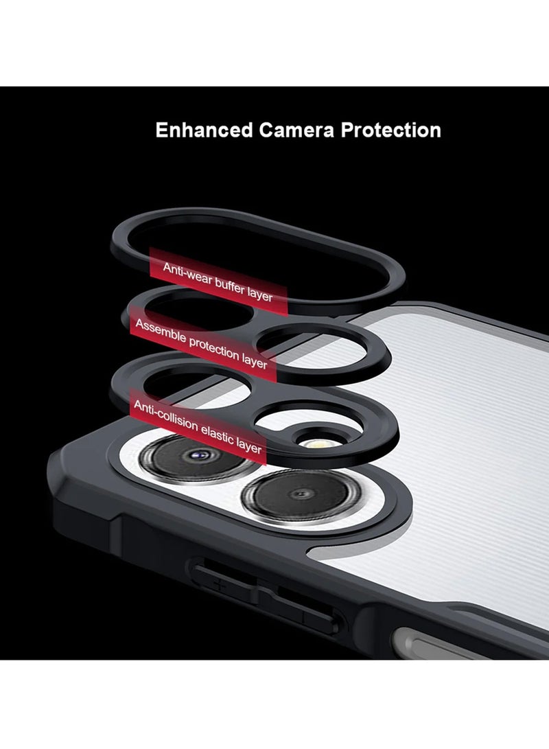 Wtech Samsung Galaxy A07 4G 2025 Hybrid TPU Silicone with Raised Armour Bumpers Slim Case Cover (MCAPSA) - Clear/Black - Image 2