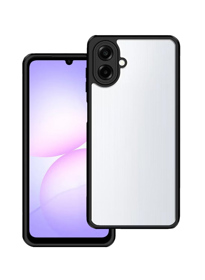 دبليو تيك غلاف نحيف من السيليكون الهجين TPU لجهاز سامسونج جالاكسي A07 4G 2025 مع حواف مدعومة (MCAPSA) - شفاف/أسود
