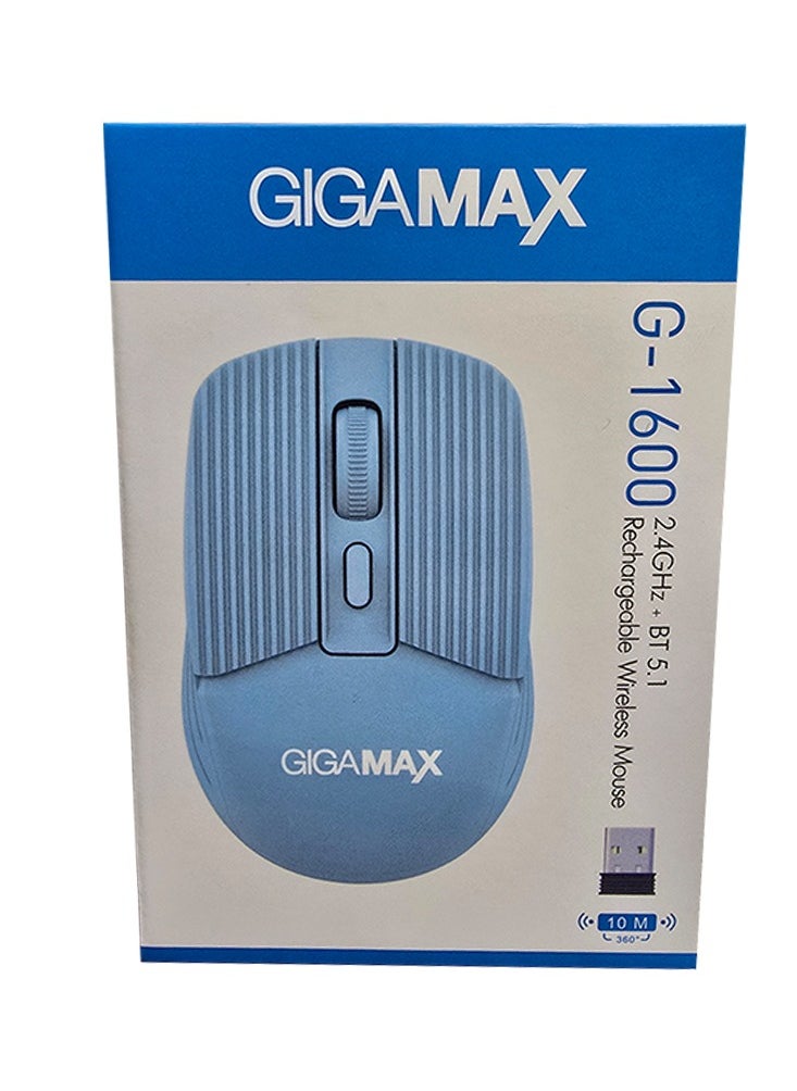 Generic - Wireless Desk office Mouse, G-1600, 1600 DPI Wired/Wireless Functional Mouse with 3 Modes Connectivity, Bluetooth and 2.4G Wireless, 4 Macro Buttons, Long Lasting Rechargeable Battery Capacity and for PC/Mac/Laptop Used in... Home and office, White - Image 1