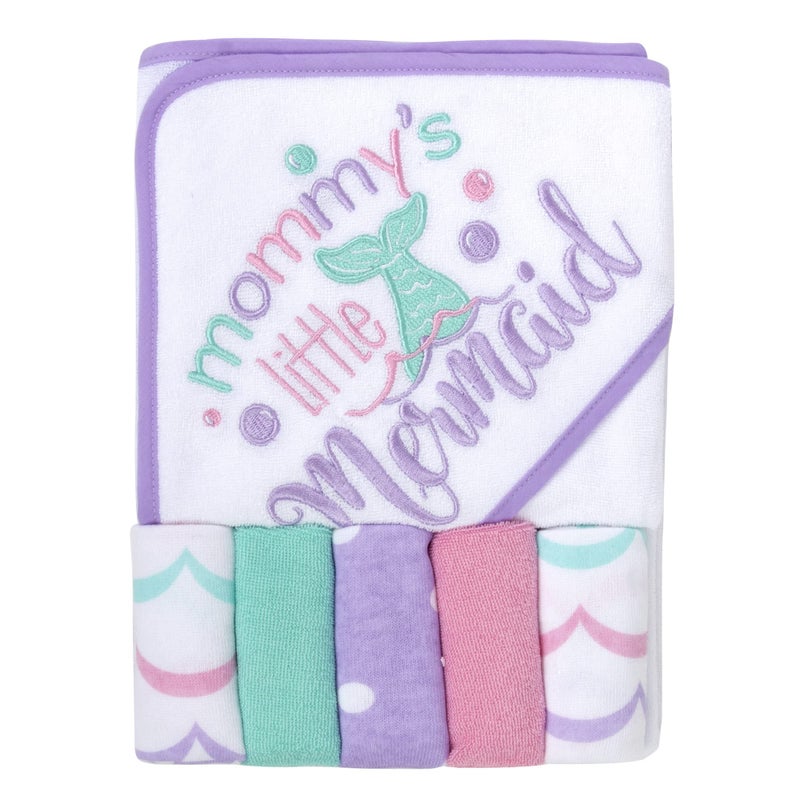 Baby Essentials Baby Hooded Towel and Washcloth Set for Infants Boys and Girls 612 Months Mommys Mermaid 