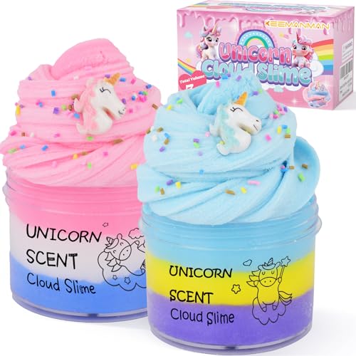 Keemanman 2 Pack Unicorn Cloud Slime Kit Kids Slime Toys for Ages 68 813 Girls and Boys Party Favors Girl Birthday Gifts for 4 5 7 9 10 11 12 Year Old Cute Stuff Stocking Stuffers - Image 1
