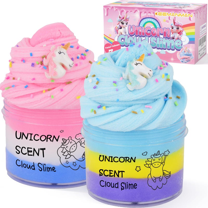 Keemanman 2 Pack Unicorn Cloud Slime Kit Kids Slime Toys for Ages 68 813 Girls and Boys Party Favors Girl Birthday Gifts for 4 5 7 9 10 11 12 Year Old Cute Stuff Stocking Stuffers - Image 2