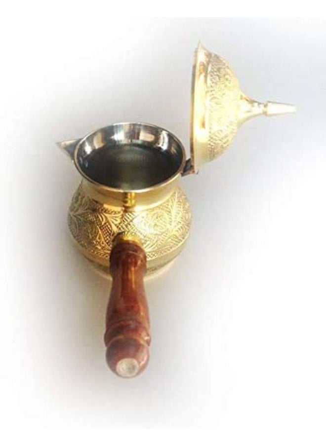 QUESERA Metal Brass Turkish Kettle for Making Tea Coffee CAN BE Used ON Gas Turkish Coffee Pot with Cover  - Image 4