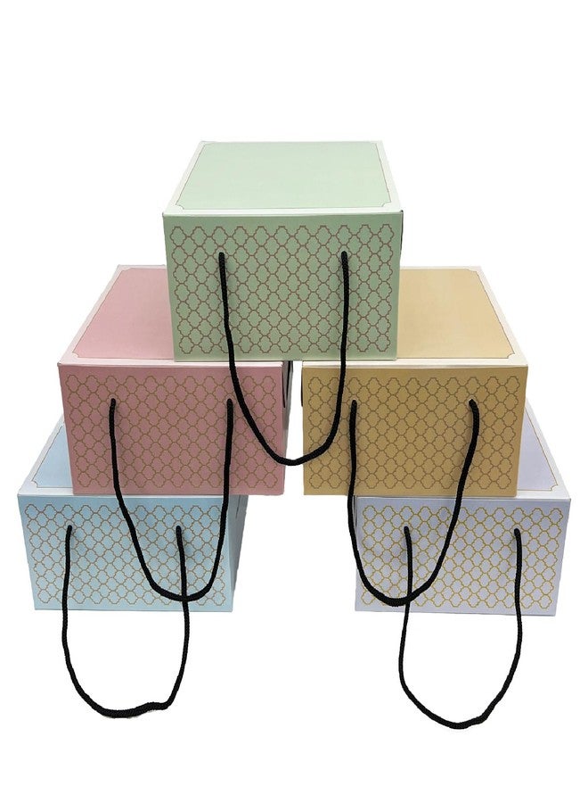 TRIACE Multi Coloured Cake Box Suitable for Cakes, Pastries, Cookies, Cupcakes, Brownies & Chocolates. Cardboard Gift Packaging Box. Size CAKE BOX 8 x 8 x 4. Pack of 10. - Image 2