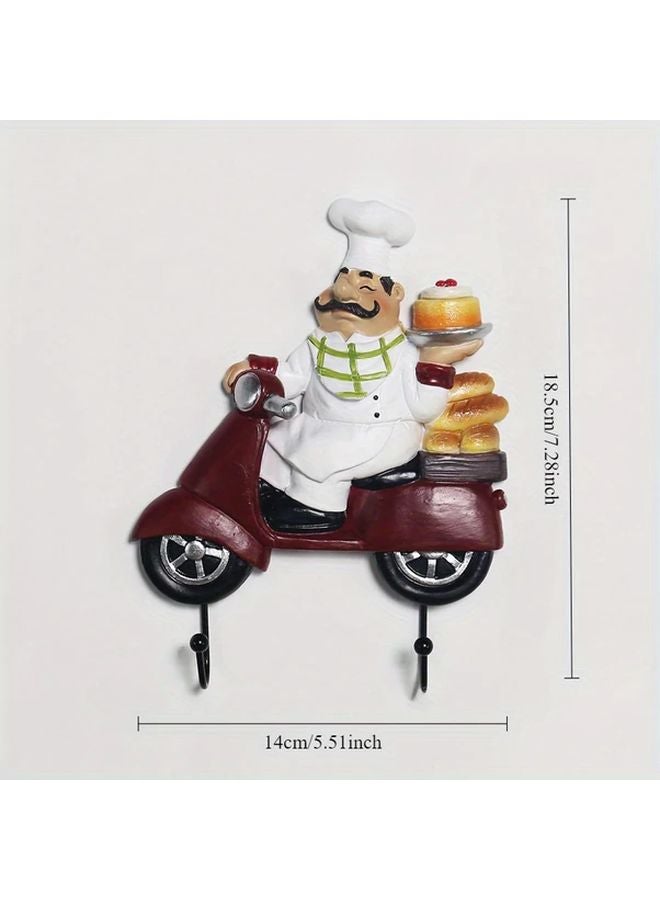Chef Wall Hook Riding Red Motorcycle Kitchen Utensil Holder Durable Plastic Decor - Image 4