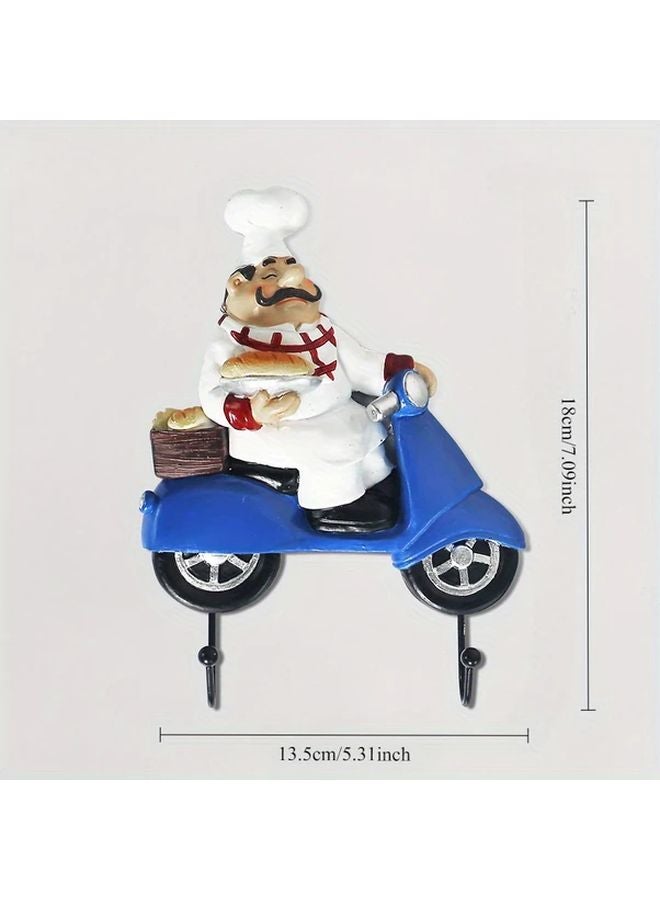 Chef Wall Hook Riding Red Motorcycle Kitchen Utensil Holder Durable Plastic Decor - Image 5