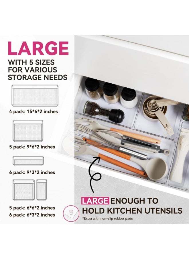 Generic 26 Pack Large Clear Plastic Drawer Organizer Bins -5 Size Heavy Duty Acrylic Kitchen Drawer Organizers and Storage for Utensils -Bathroom Drawer Organizer Trays for Makeup Office Organization  - Image 3