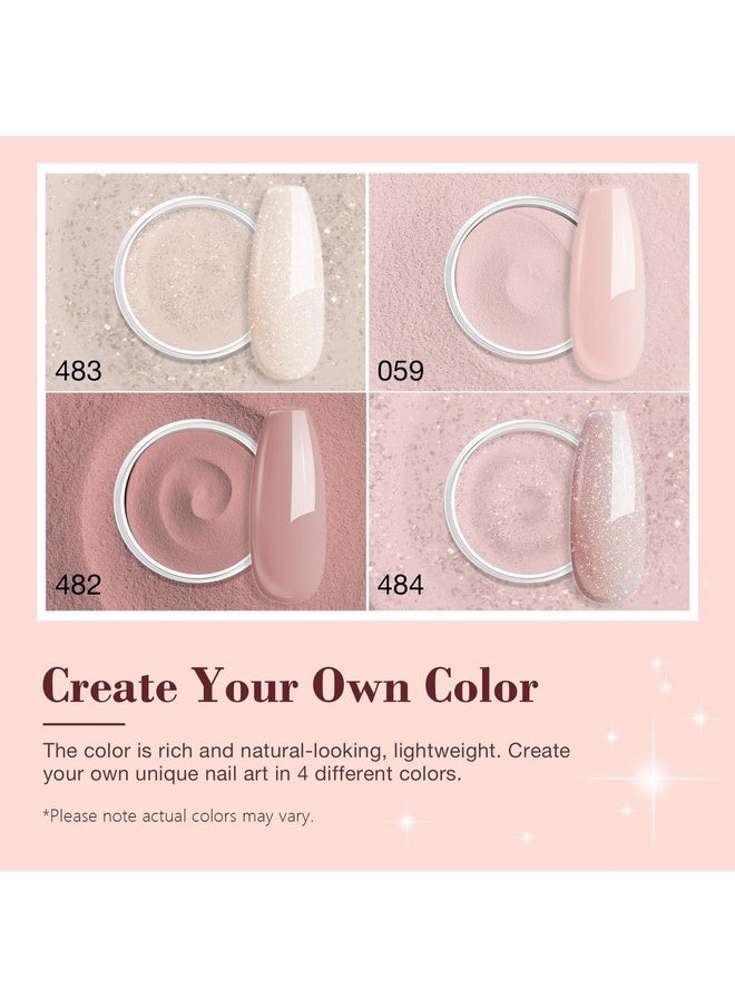 AZUREBEAUTY - Dip Powder Nail Kit Starter All Season Nude Skin Glitter 4 Colors Dipping Powder Liquid Set Recycling Tray With Base & Top Coat Activator For French Nail Art Manicure Salon Diy At Home. - Image 1