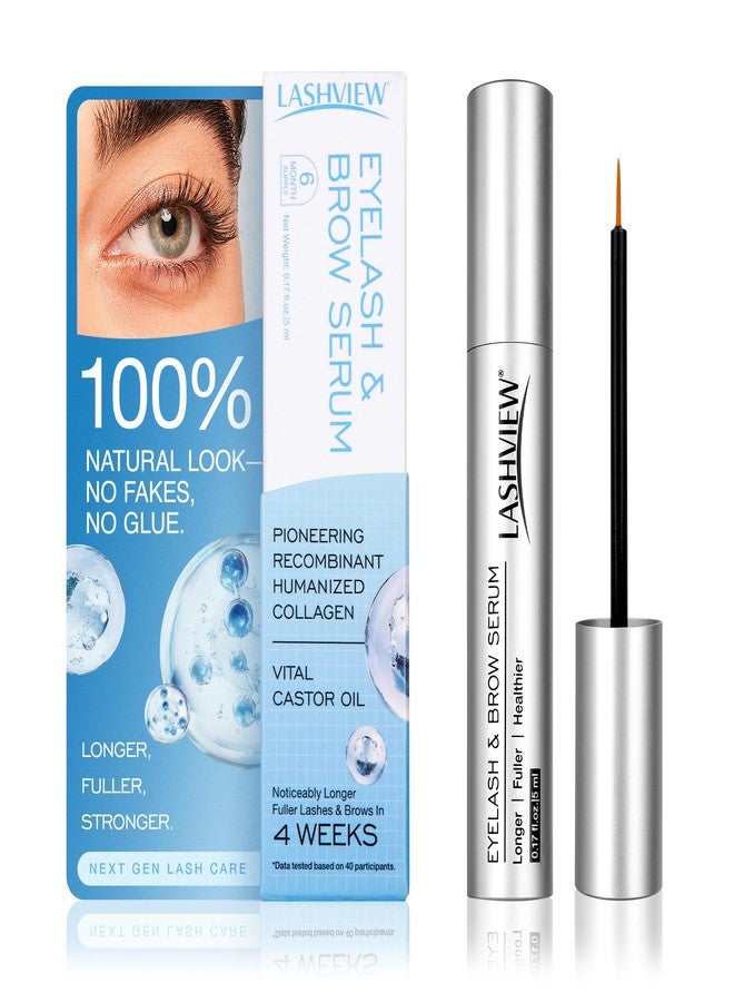 LASHVIEW Advanced Lash Growth Serum for Thicker, Longer Eyelashes and Eyebrows, Vital Castor Oil, Grow Lashes with Brow Enhancer (5mL) - Image 1