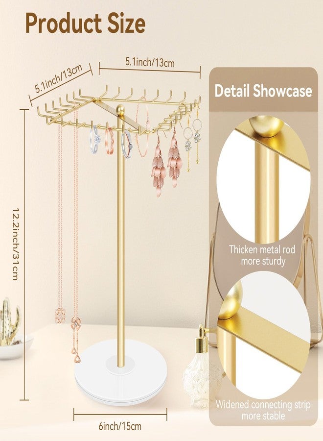 PABOBIT Rotating Necklace Holder Stand Metal Jewelry Organizer Display with 28 Hooks，Necklace Storage for Hanging Keychain Bracelet Long Chains Tree for Girls Women - Image 3