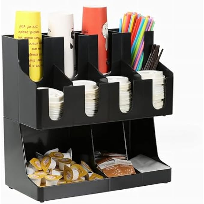 Unity Coffee Condiment Organizer Commercial Cup And Lid Holder 911 Compartment Coffee Cup And Condiment Organizer Breakroom Coffee Station Organizer For Coffee Milk Tea Shop Style 1 - Image 2