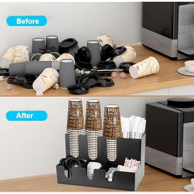 Unity Coffee Condiment Organizer Commercial Cup And Lid Holder 911 Compartment Coffee Cup And Condiment Organizer Breakroom Coffee Station Organizer For Coffee Milk Tea Shop Style 1 - Image 3