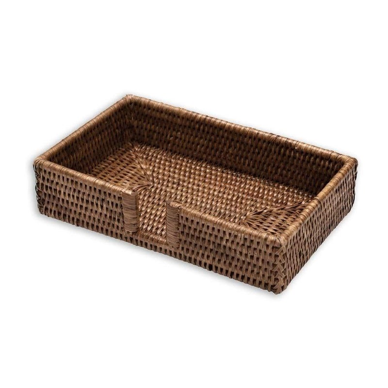Caspari Rattan Guest Towel Napkin Holder in Dark Natural Brown 1 Each