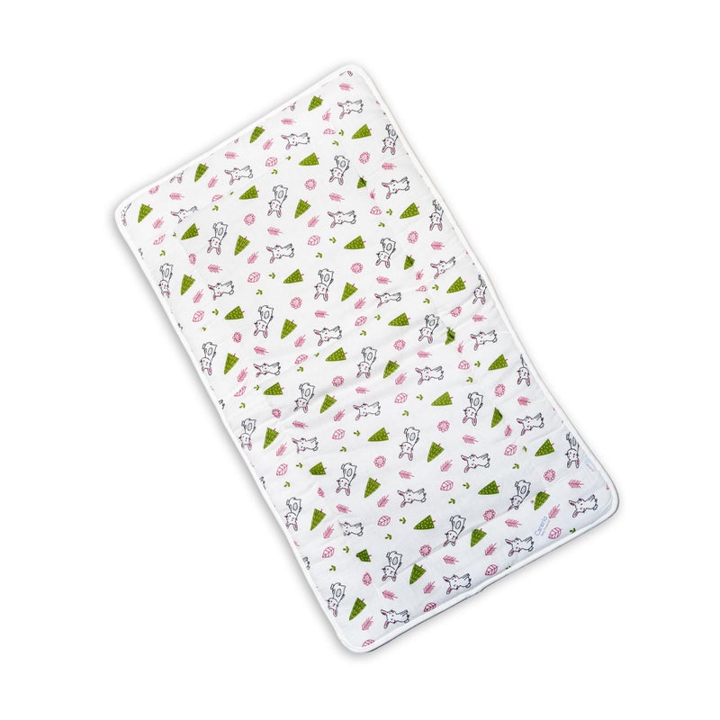 Carerio Newborn Baby Godadi, Soft Mulmul Cotton Baby Bed, Godadi, Crib Sheet, Cartoon Mat Bedding, Multicolor (Large, Bunny Meadow (06)) - Image 1