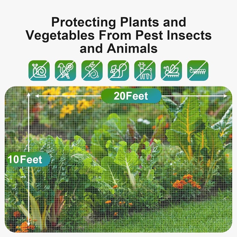 Garden Tailor شبكة حديقة لحماية النباتات: 10'x20' شبكة حشرات دقيقة لحماية الحديقة غطاء صفوف أسرة مرتفعة شبكة دفيئة شبكة بعوض، حماية الأشجار والنباتات والخضروات والزهور والفواكه - Image 2