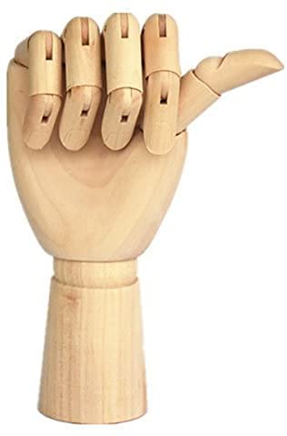 TAPBULL Wood Artist Drawing Manikin Articulated Mannequin with Wooden Flexible Fingers 10" Left Hand (10 inches-The Right Hand) - Image 1