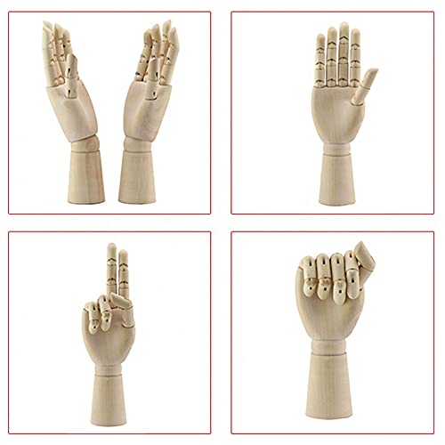 TAPBULL Wood Artist Drawing Manikin Articulated Mannequin with Wooden Flexible Fingers 10" Left Hand (10 inches-The Right Hand) - Image 4