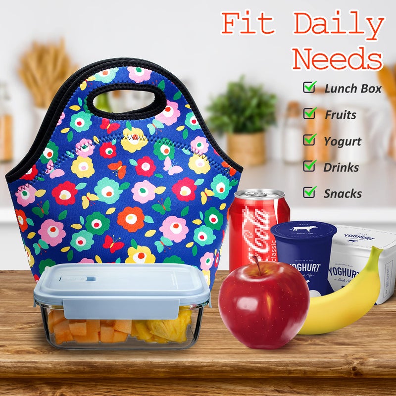 YOUBDM Neoprene Lunch Bags Thermal Insulated Lunch Tote Bag Reusable Washable Neoprene Picnic Bag for Women Men - Image 2